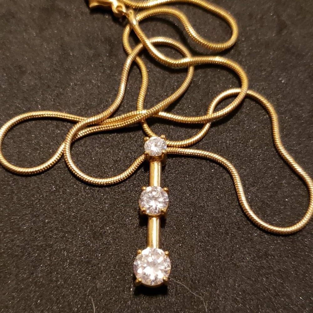 Gold Necklace With Cubic Zirconia Charm